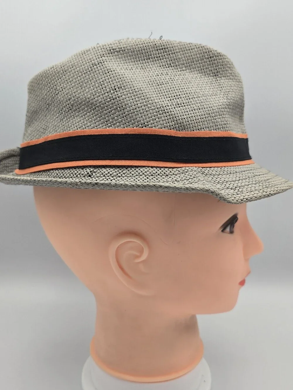 Unbranded Boys Gray Straw Trilby Fedora Hat